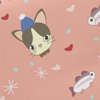 Kitten Celebrates Birthday Midweight Cotton Poplin