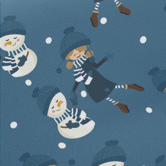 Dancing Girl Snowman Midweight Cotton Poplin