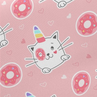 Cat Who Steals Donuts Midweight Cotton Poplin