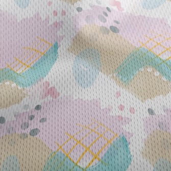 Abstract Line Dot Painting Athletic Mesh Flat Back