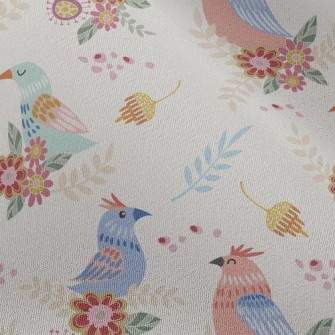 Pink Bird Family Chiffon