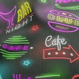 Fluorescent Food Text Light Athletic Mesh Flat Back