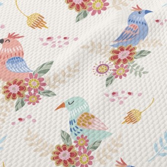 Pink Bird Family Birdseye Piqué