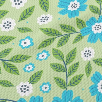 Cute Green Leafy Orchid Birdseye Piqué