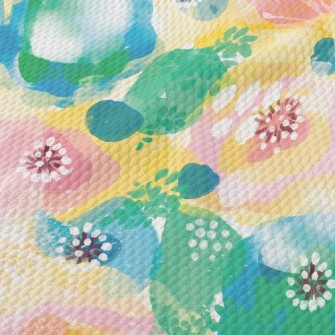 Watercolor Bloom Flowers Birdseye Piqué