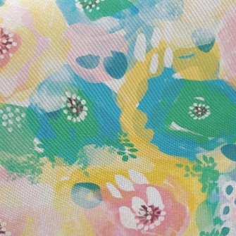 Watercolor Bloom Flowers Twill