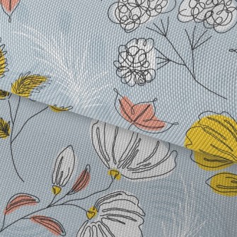 Lines Outline Flowers Waterproof Oxford