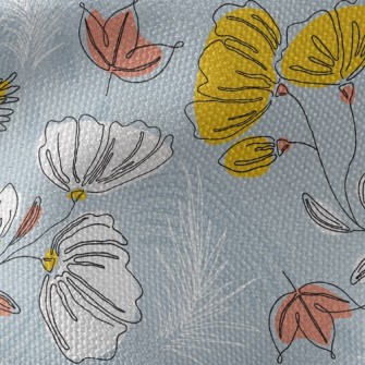 Lines Outline Flowers Waterproof Canvas