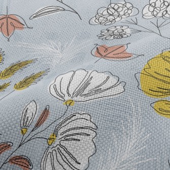 Lines Outline Flowers Performance Linen