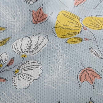 Lines Outline Flowers Athletic Mesh Flat Back