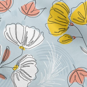 Lines Outline Flowers Micro Fleece