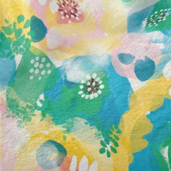 Watercolor Bloom Flowers Minky