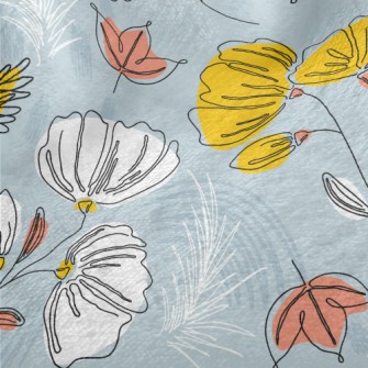 Lines Outline Flowers Minky