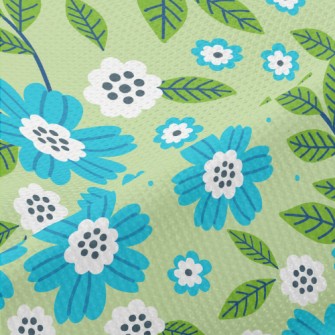 Cute Green Leafy Orchid Piqué