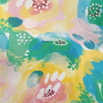 Watercolor Bloom Flowers Lightweight Performance Linen