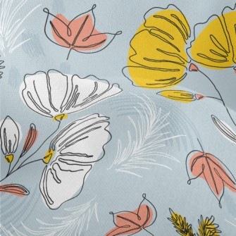 Lines Outline Flowers Lightweight Performance Linen