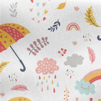 Cute Rainbow Rain Jersey Backed Fleece