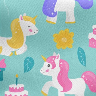 Unicorn Birthday Party Jersey Backed Fleece