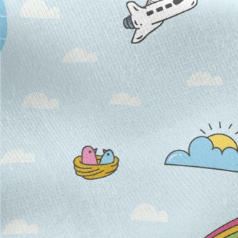 Around The World Airplane Jersey Backed Fleece