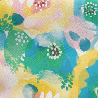 Watercolor Bloom Flowers Jersey Backed Fleece