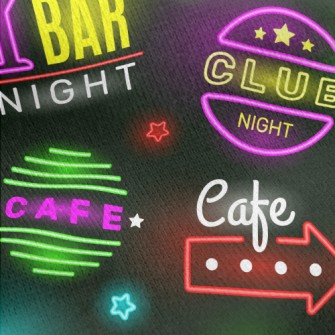 Fluorescent Food Text Light Jersey Backed Fleece