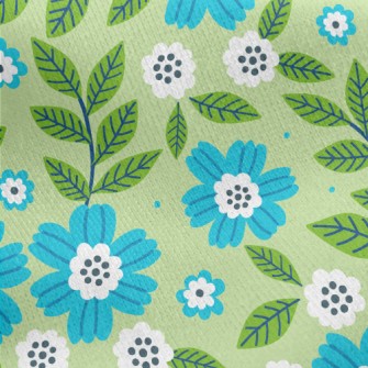 Cute Green Leafy Orchid Jersey Backed Fleece