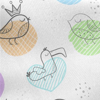 Cartoon Line Chick Jersey Backed Fleece