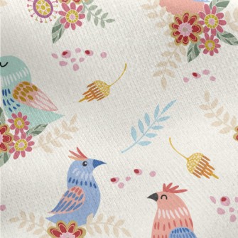 Pink Bird Family Jersey Backed Fleece