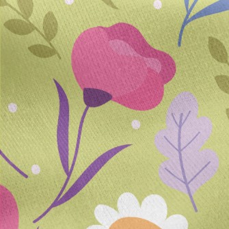 Lively And Healthy Flowers Jersey Backed Fleece