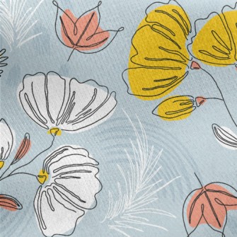 Lines Outline Flowers Jersey Backed Fleece