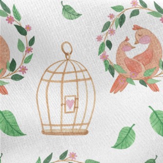 Love Bird Couple Jersey Backed Fleece