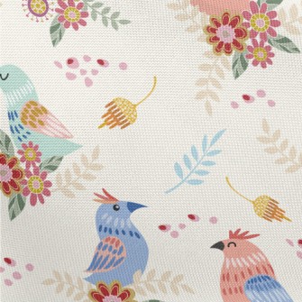 Pink Bird Family Pongee