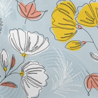 Lines Outline Flowers Pongee