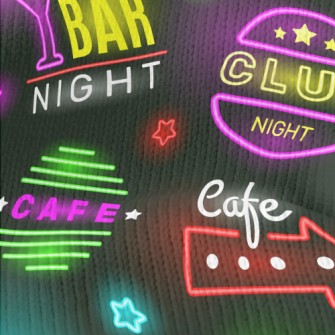 Fluorescent Food Text Light Stretch Jersey