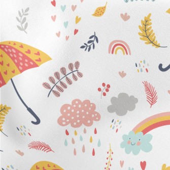 Cute Rainbow Rain Lightweight Cotton Poplin