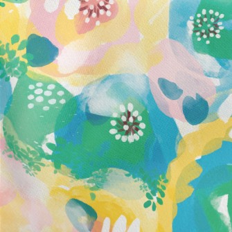Watercolor Bloom Flowers Lightweight Cotton Poplin