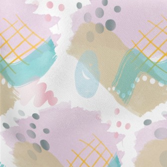 Abstract Line Dot Painting Lightweight Cotton Poplin