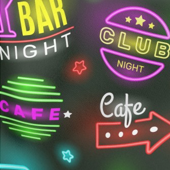 Fluorescent Food Text Light Lightweight Cotton Poplin