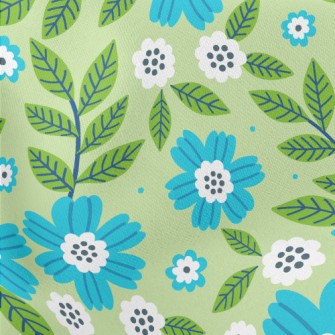 Cute Green Leafy Orchid Lightweight Cotton Poplin