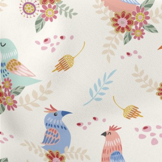 Pink Bird Family Lightweight Cotton Poplin