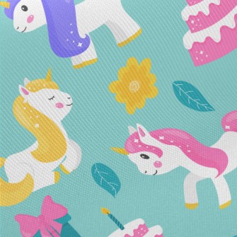 Unicorn Birthday Party Midweight Cotton Poplin