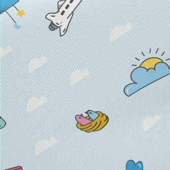 Around The World Airplane Midweight Cotton Poplin