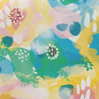 Watercolor Bloom Flowers Midweight Cotton Poplin