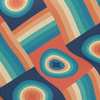 Psychedelic Lines Round Shape Midweight Cotton Poplin