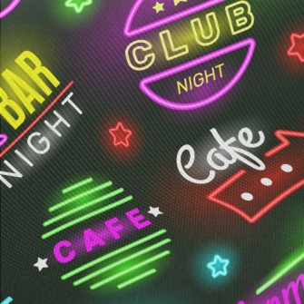 Fluorescent Food Text Light Midweight Cotton Poplin