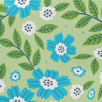 Cute Green Leafy Orchid Midweight Cotton Poplin