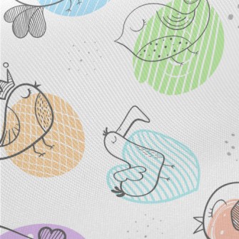 Cartoon Line Chick Midweight Cotton Poplin