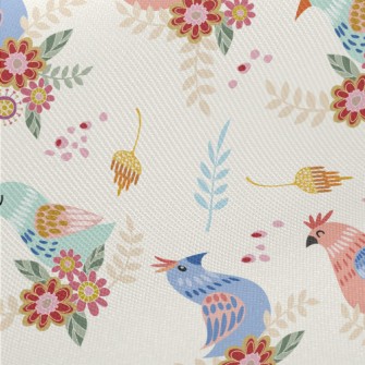 Pink Bird Family Midweight Cotton Poplin