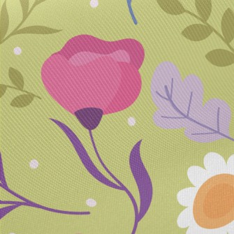 Lively And Healthy Flowers Midweight Cotton Poplin