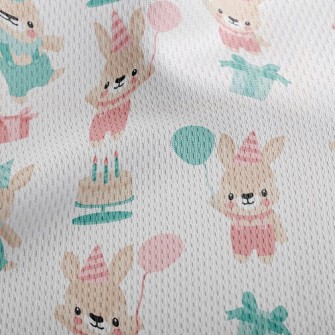 Balloon Bunny Celebrates Birth Athletic Mesh Flat Back